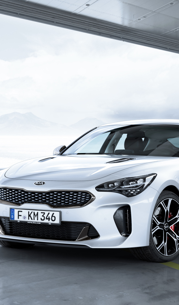 Белый автомобиль  Kia Stinger GT, 2017 