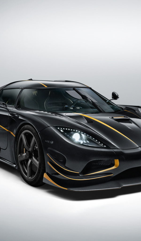Black sports car Koenigsegg Agera RS Gryphon on a gray background