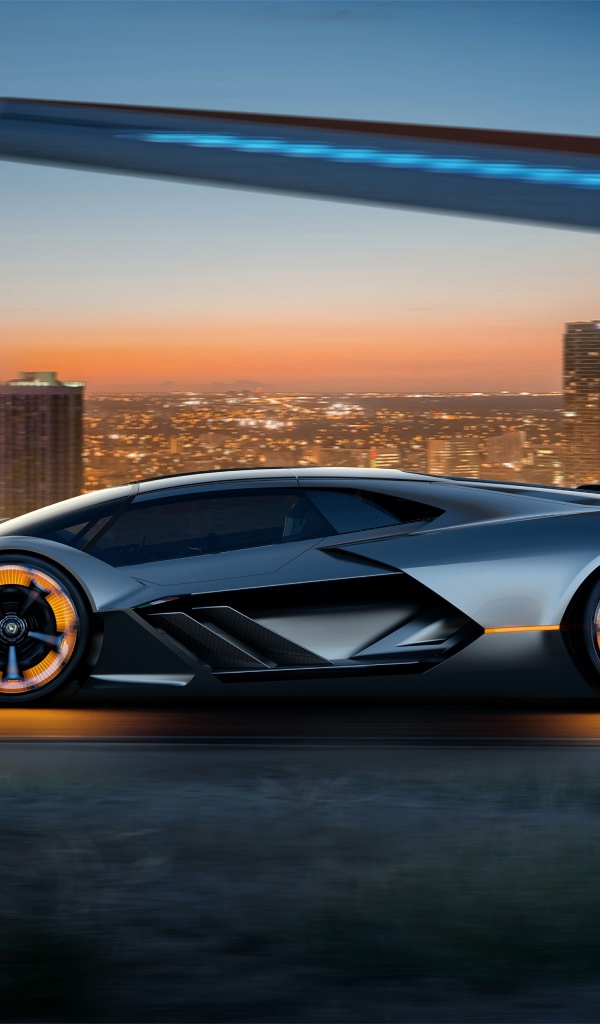 Спортивный автомобиль  Lamborghini Terzo Millennio на скорости