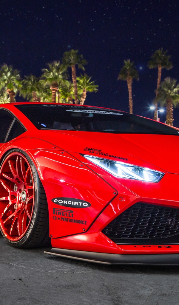 Красный суперкар Lamborghini Huracan 