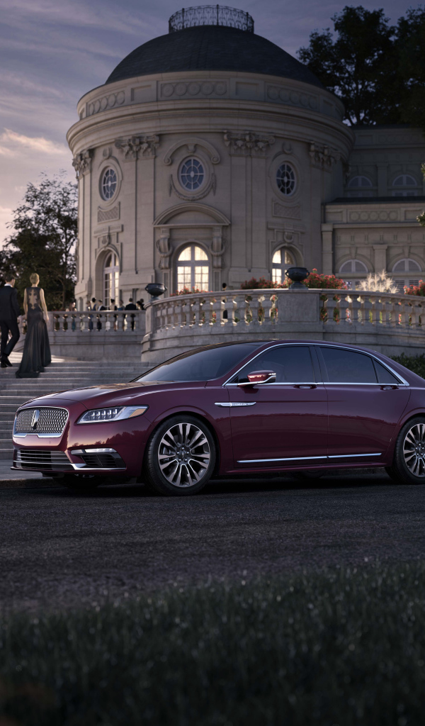 Стильный бордовый автомобиль Lincoln Continental, 2017