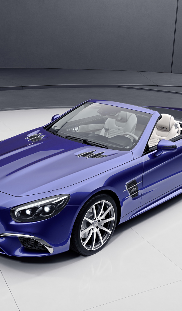Синий кабриолет Mercedes-Benz SL-Klasse, 2017 