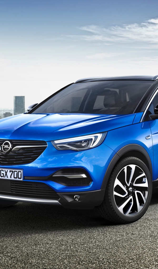 Синий автомобиль кроссовер Opel Grandland Х, 2017 