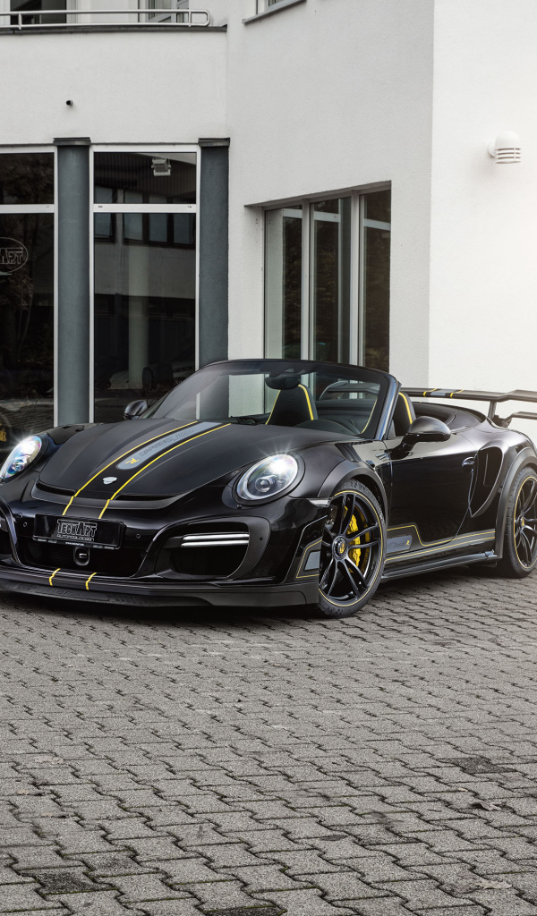 Черный кабриолет  Porsche 911 Turbo 2017 