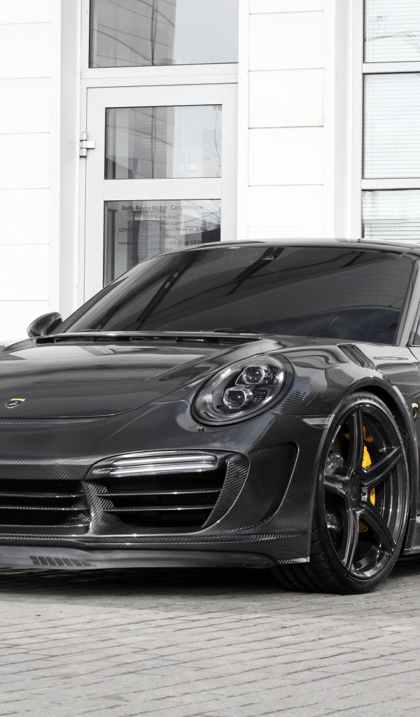 Серый быстрый автомобиль Porsche 911 Turbo Stinger GTR, 2017 