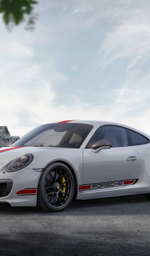 White sports car Porsche 911 Carrera GTS, 2017