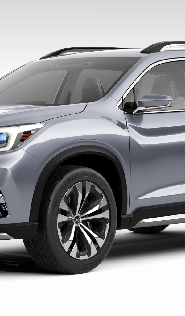 Серебристый внедорожник  Subaru Ascent, 2018 на белом фоне