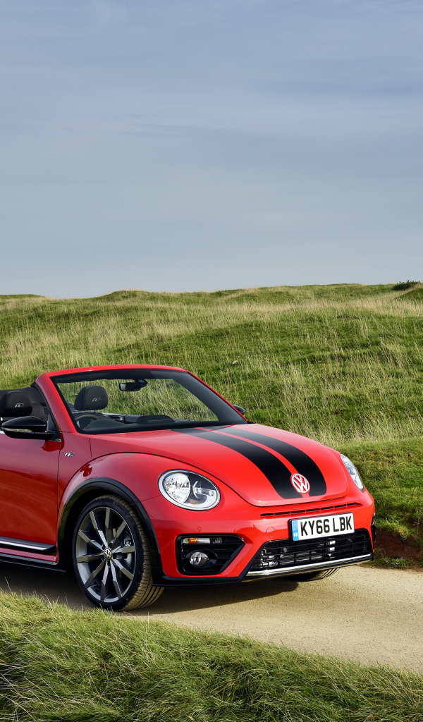 Красный маленький автомобиль Volkswagen Beetle 