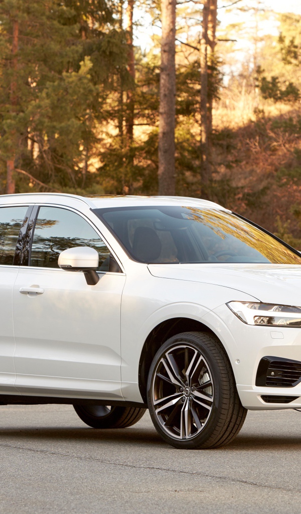 Белый внедорожник Volvo XC60 на дороге