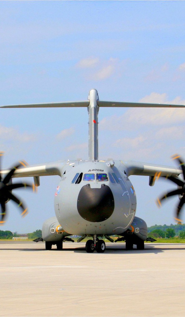 Airbus A400M military aircraft preparing for take-off 
