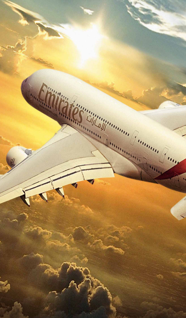 Airbus Emirates Airlines in the sun