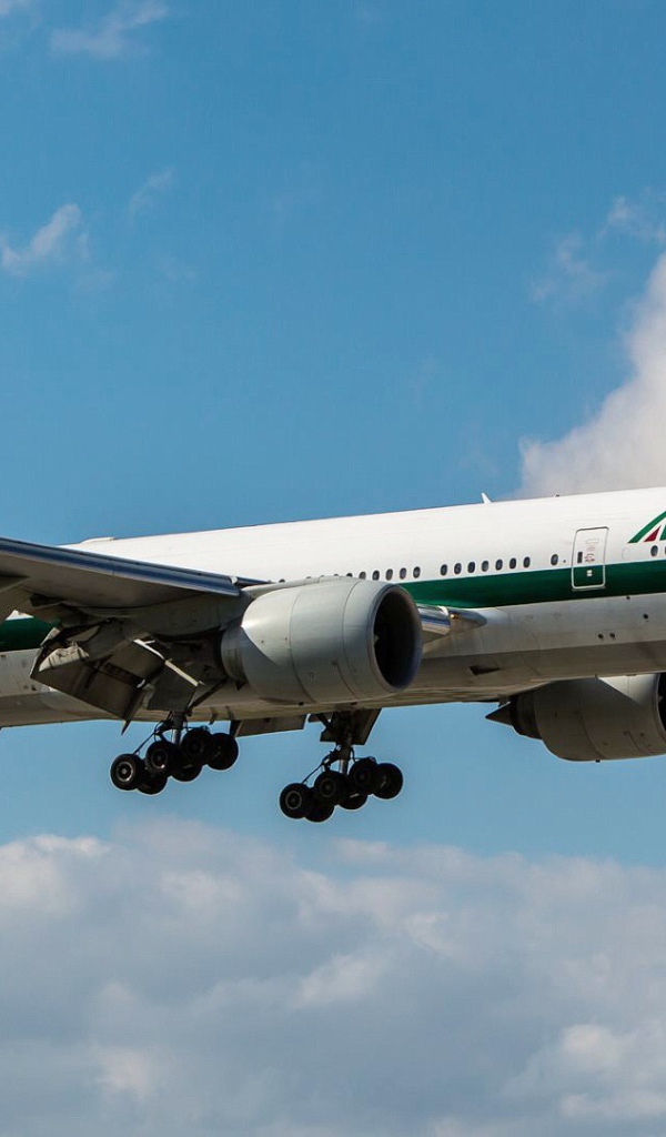 Airliner Boeing 777 of Alitalia is landing