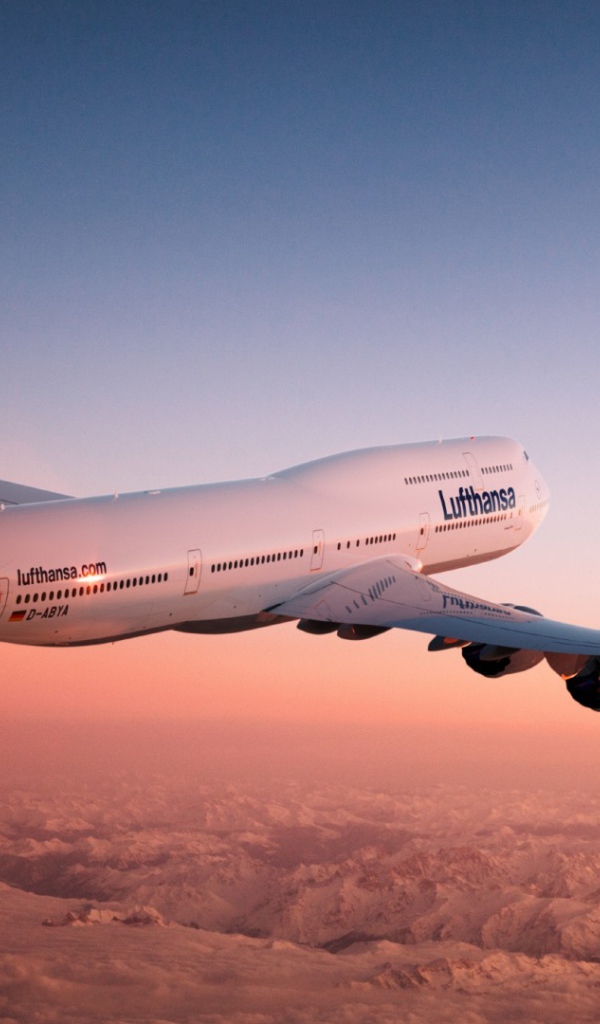 Boeing 747 авиакомпании Lufthansa в небе