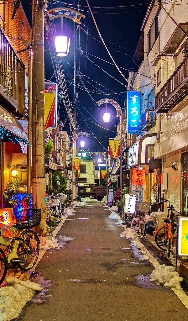 Яркая улица ночного Токио 