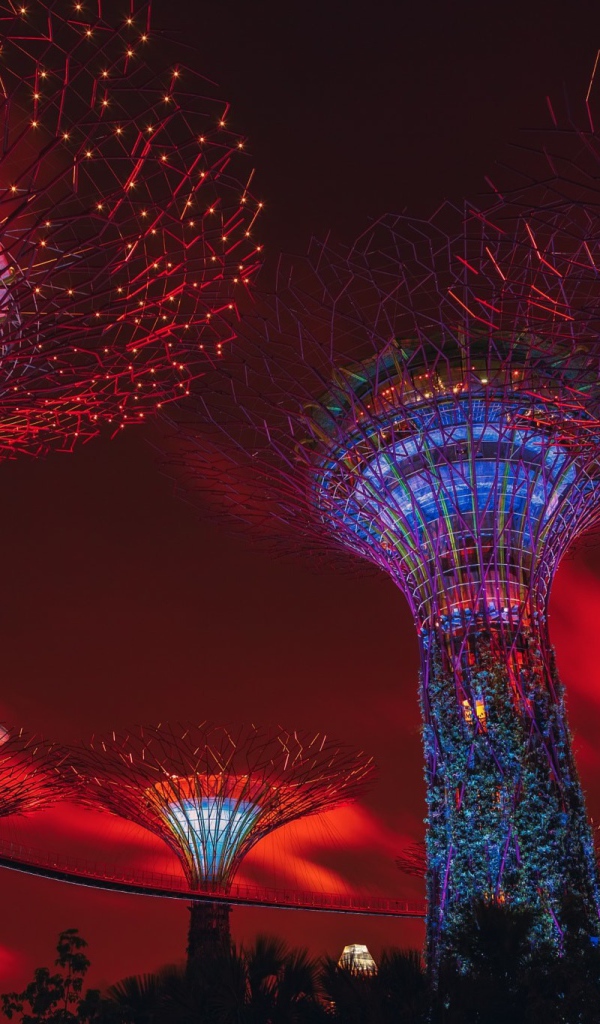 Фантастическая архитектура ночного города Сингапур 