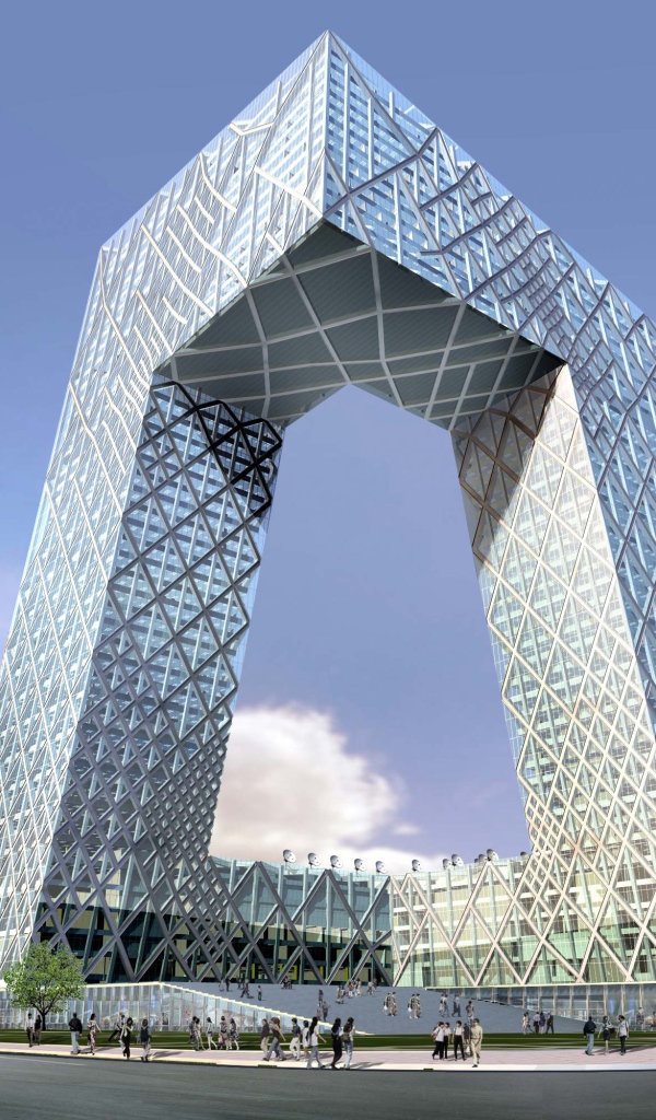 Необычное здание, штаб-квартира Центрального телевидения КНР в Пекине 