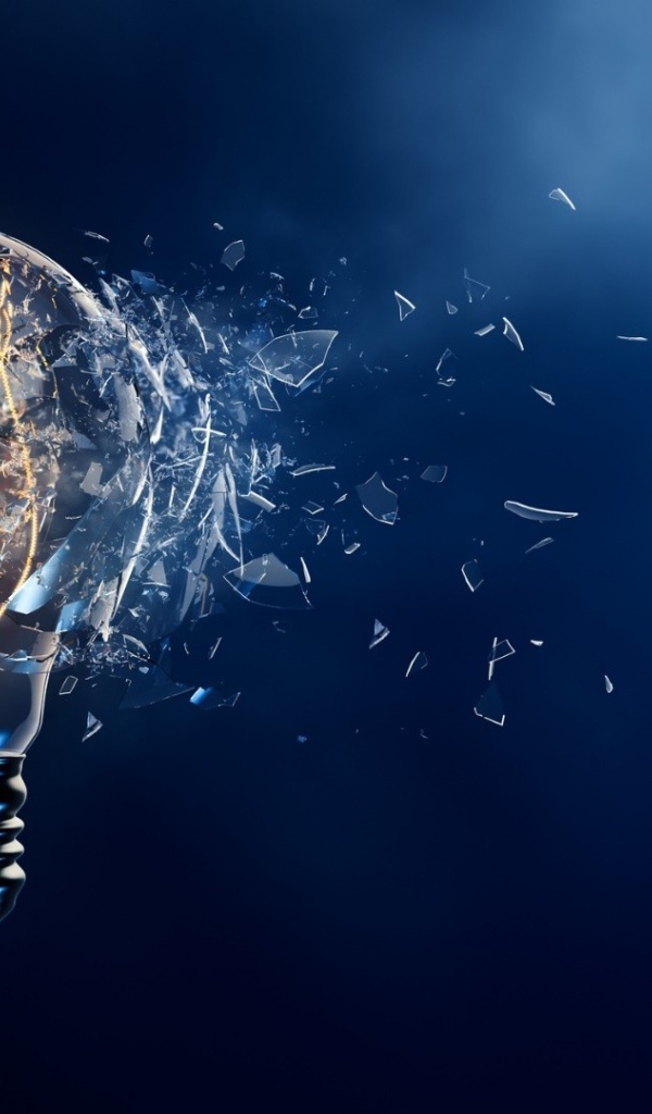 Разбитая раскаленная лампочка 