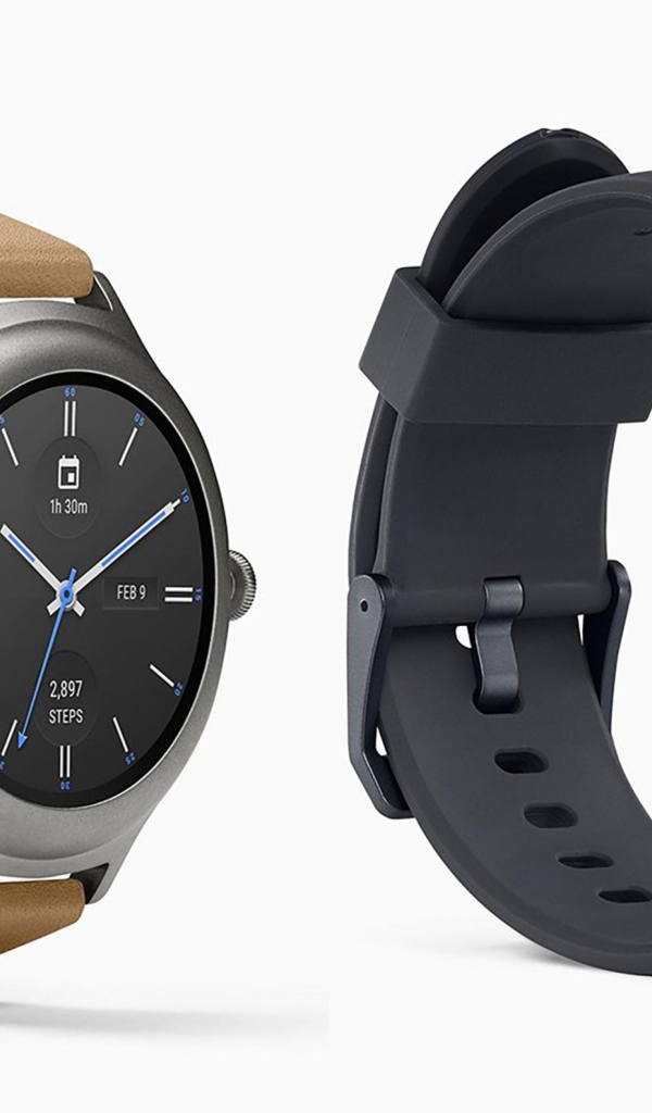 Стильные часы LG Watch Спорт, 2017 на белом фоне