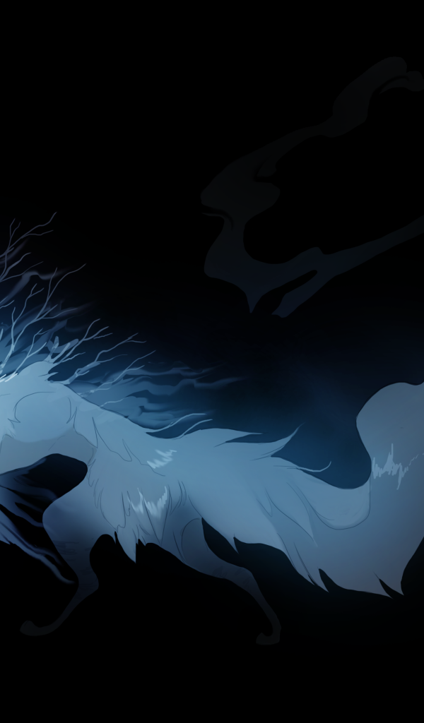 Фантастическое животное из тьмы на черном фоне