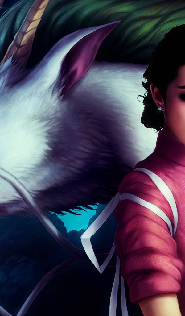 Девушка с белым драконом фэнтези Унесённые призраками