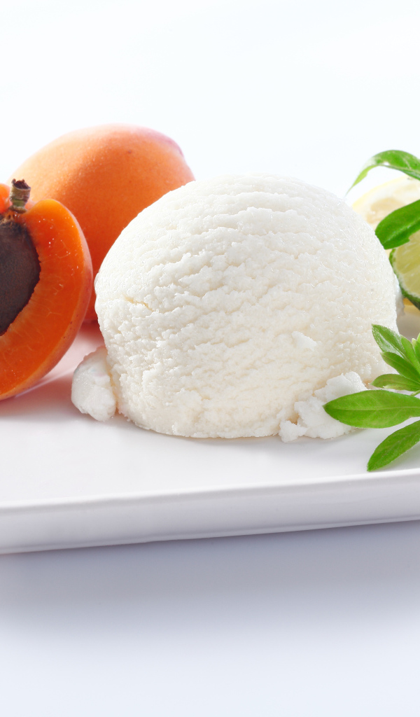 Шарик сливочного мороженого с абрикосами и лаймом