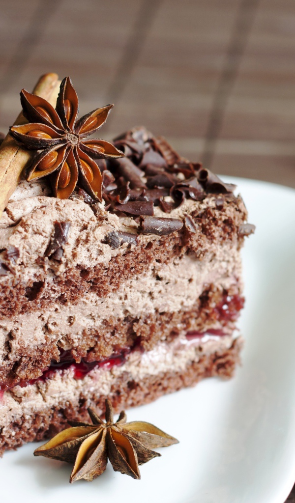 Пирожное с шоколадом, бадьяном и корицей