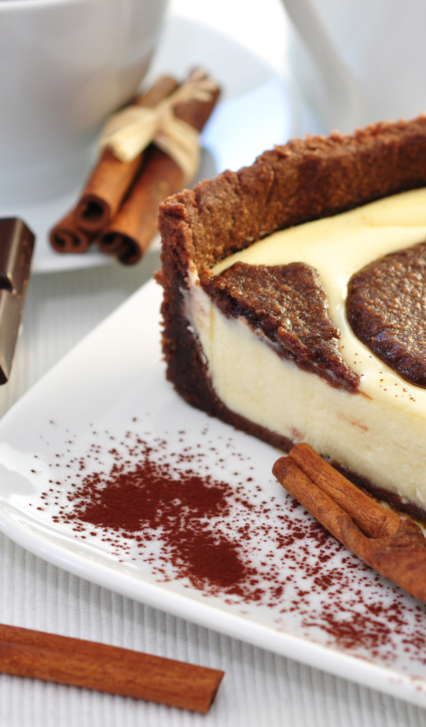 Чизкейк с шоколадом, печеньем и корицей