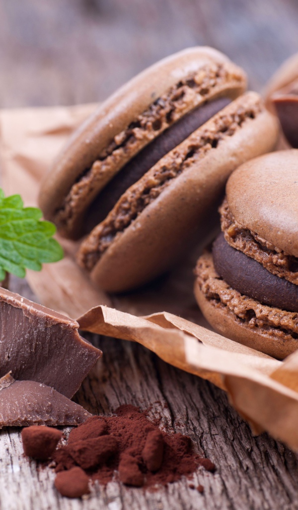 Шоколадные сладкие макаруны с мятой