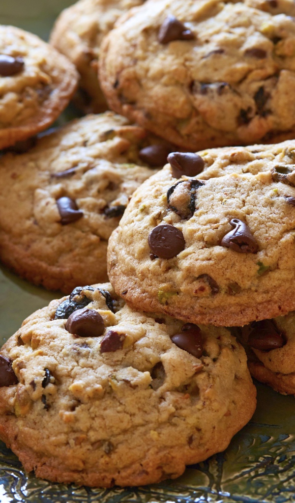 Вкусное круглое печенье с шоколадной крошкой 