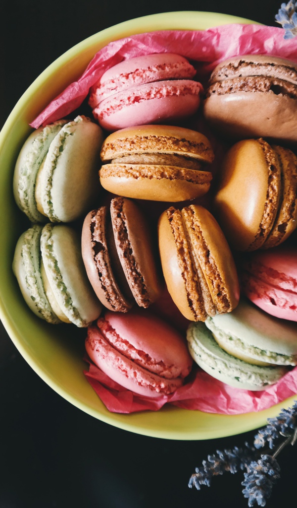 Разноцветные макаруны в тарелке 