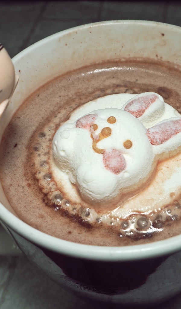 Горячий какао с зайцем из зефира 