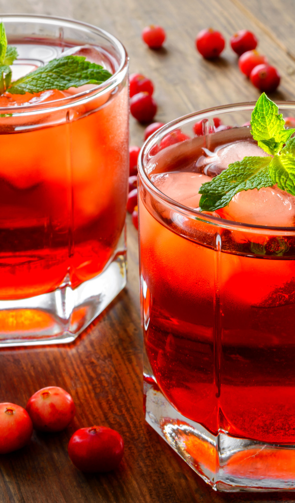 Освежающий напиток с клюквой и мятой