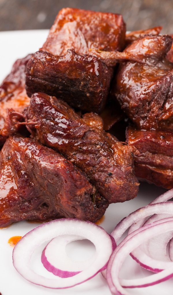 Шашлык из свинины с красным луком 