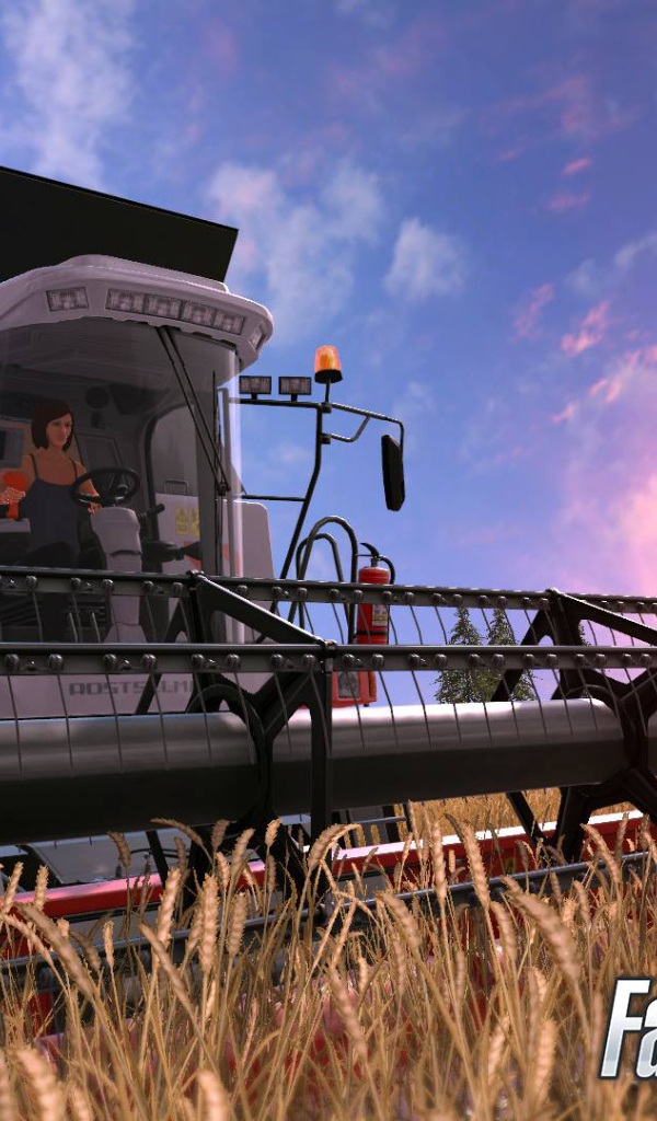 Зерноуборочный комбайн убирает пшеницу игра Farming Simulator 2017 