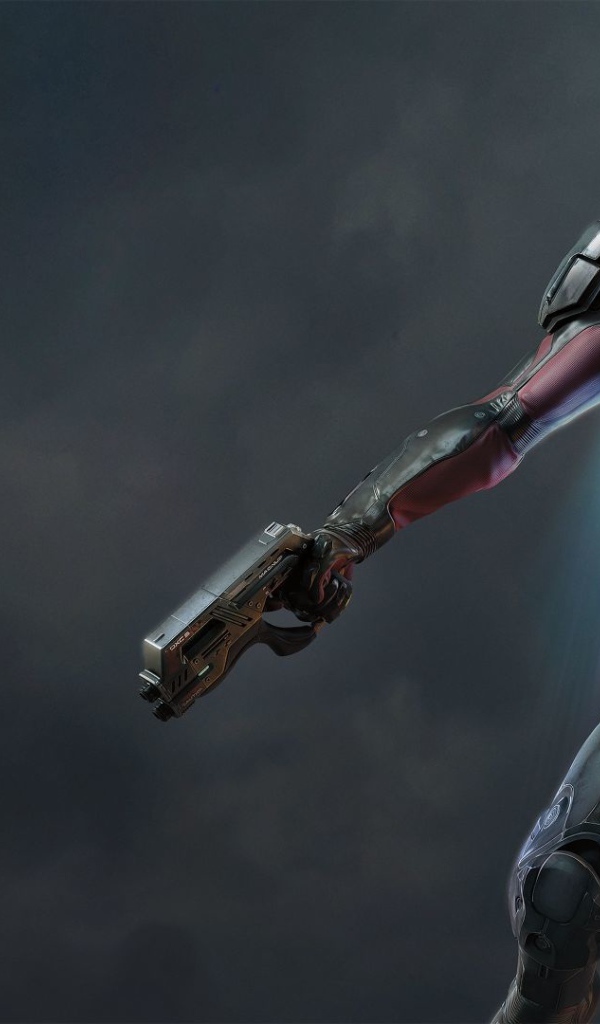 Персонаж игры Mass Effect Andromeda с оружием 