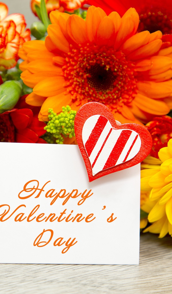 Букет гербер с валентинкой на День Святого Валентина, 14 февраля