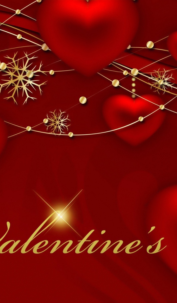 Открытка с красными сердечками на День Влюбленных 