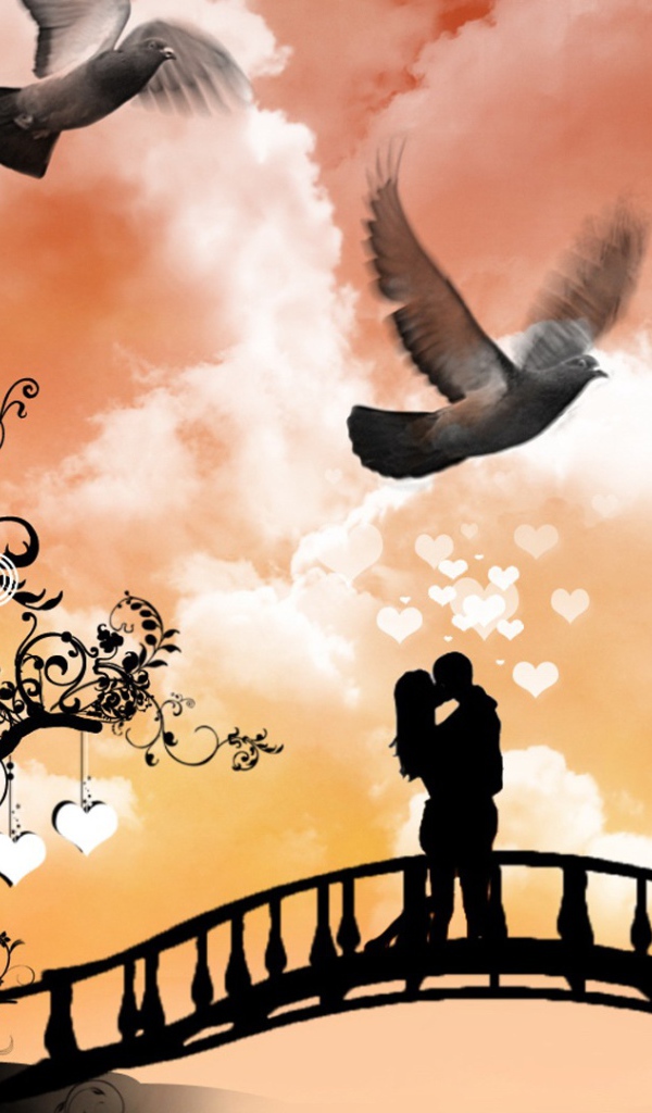 Влюбленная пара на мосту 