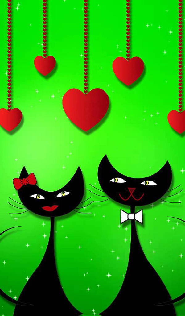 Влюбленные черные коты 