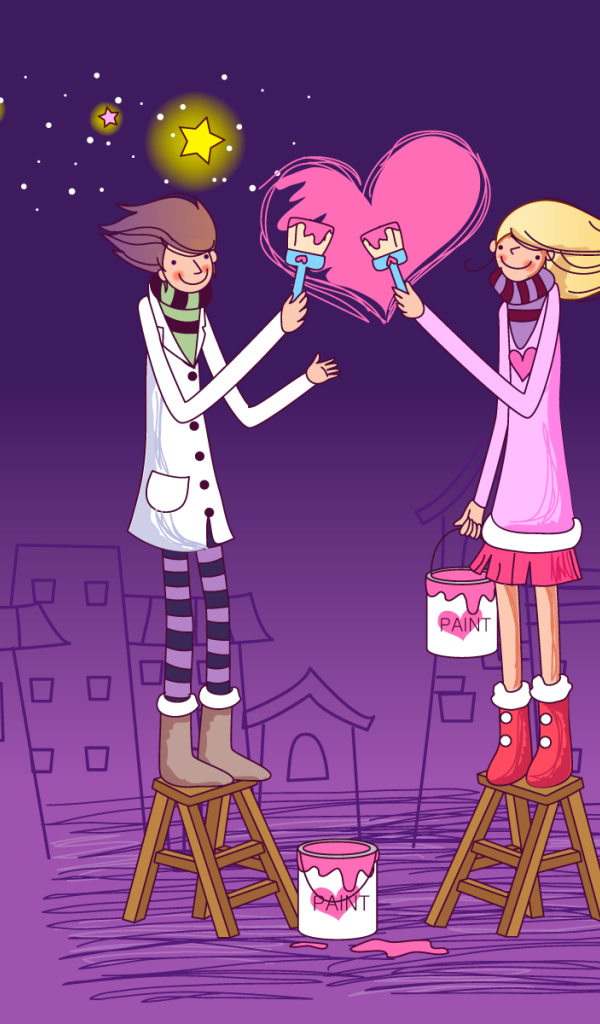 Влюбленные рисуют любовь 