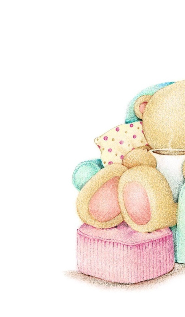 Влюбленные мишки Тедди на белом фоне