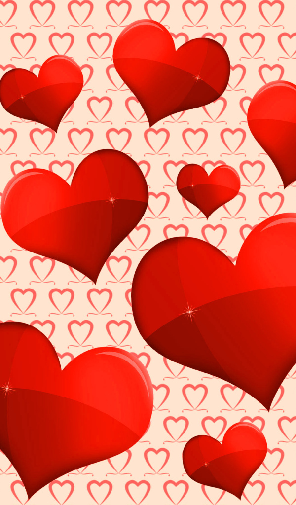 Много красных сердечек 