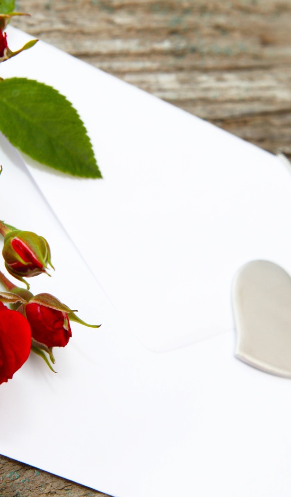 Кулон в форме сердца и красная роза 