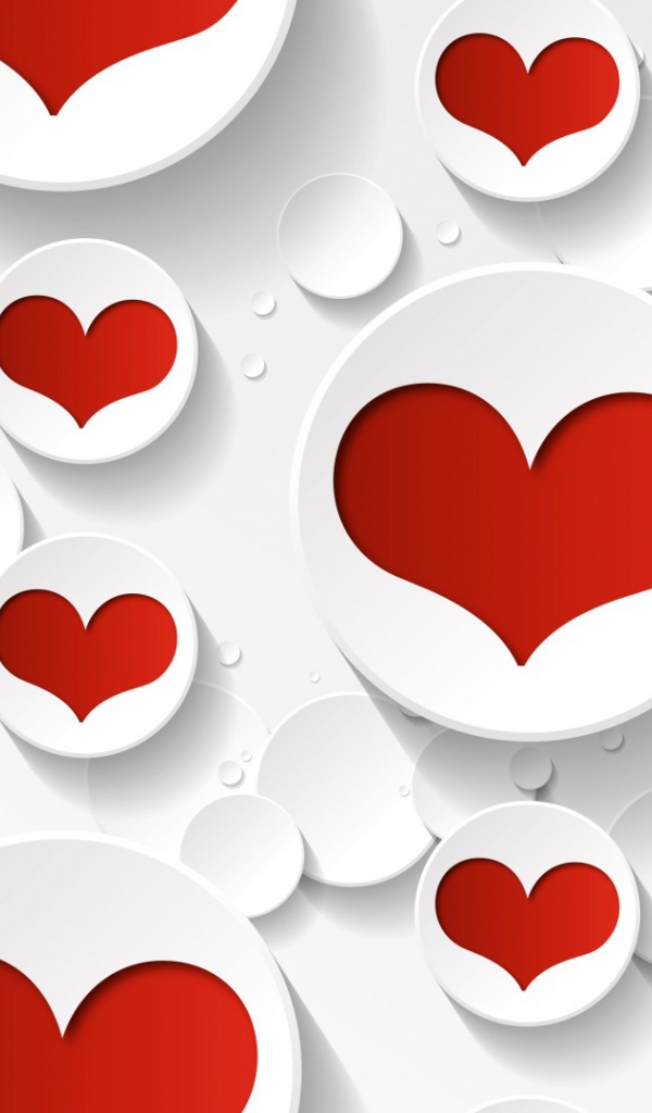Белые шары с красными сердцами 