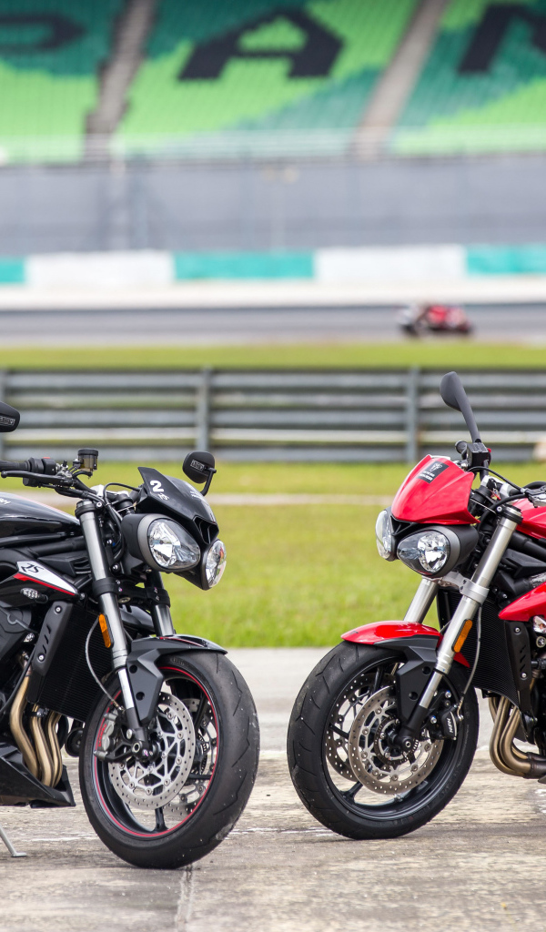 Черный и красный мотоциклы Triumph