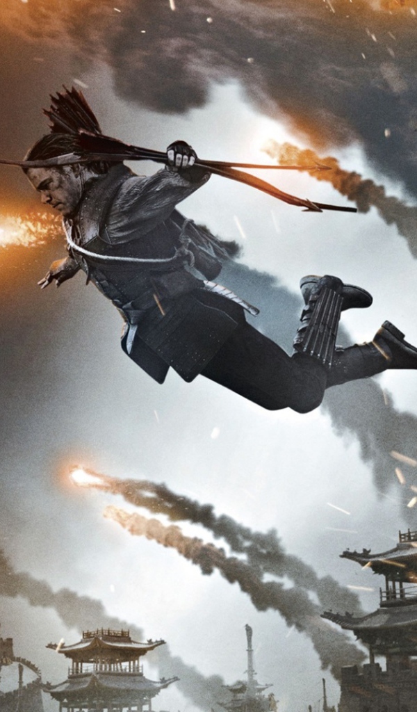 Прыжок главного героя со стены фильм Великая стена 