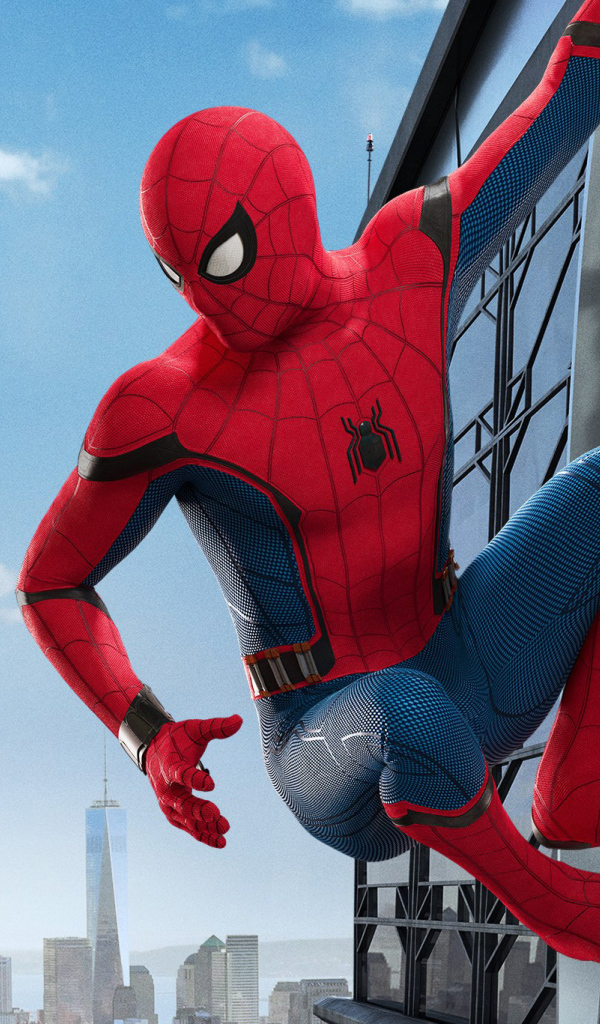 Главный герой фильма Человек-паук. Возвращение домой 2017 на стене 