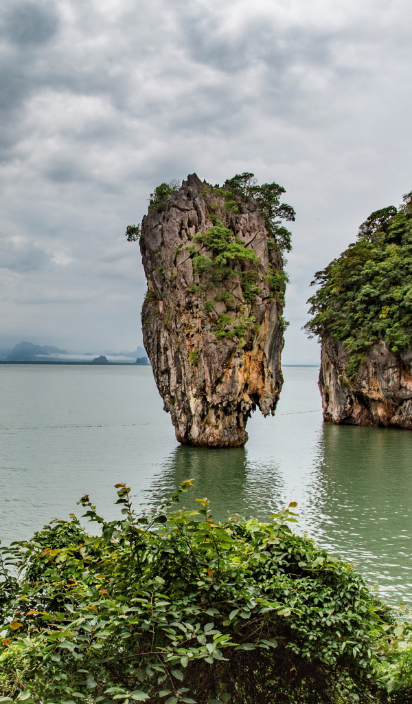 Скала в заливе в тропиках Таиланд