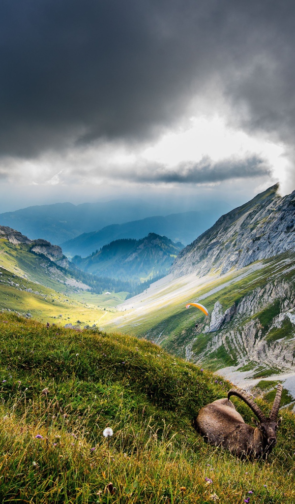 Грозовые облака над горой Пилатус, Швейцария