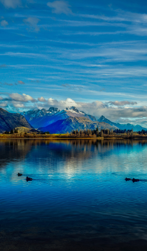 Вид на горы и озеро Хайес, Новая Зеландия